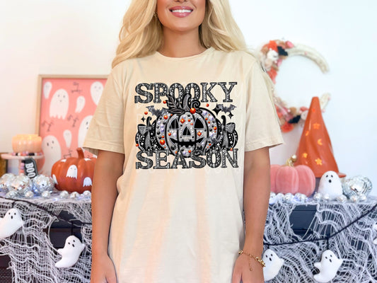 Spooky Season Pumpkin Halloween Faux Rhinestone Effect Ready to Press Transfer DTF Transfer Sublimation Transfer