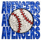 Avengers Baseball Faux Embroidery Faux Sequins Ready to Press Transfer DTF Transfer Sublimation Transfer