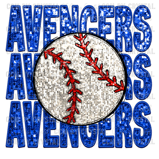 Avengers Baseball Faux Embroidery Faux Sequins Ready to Press Transfer DTF Transfer Sublimation Transfer