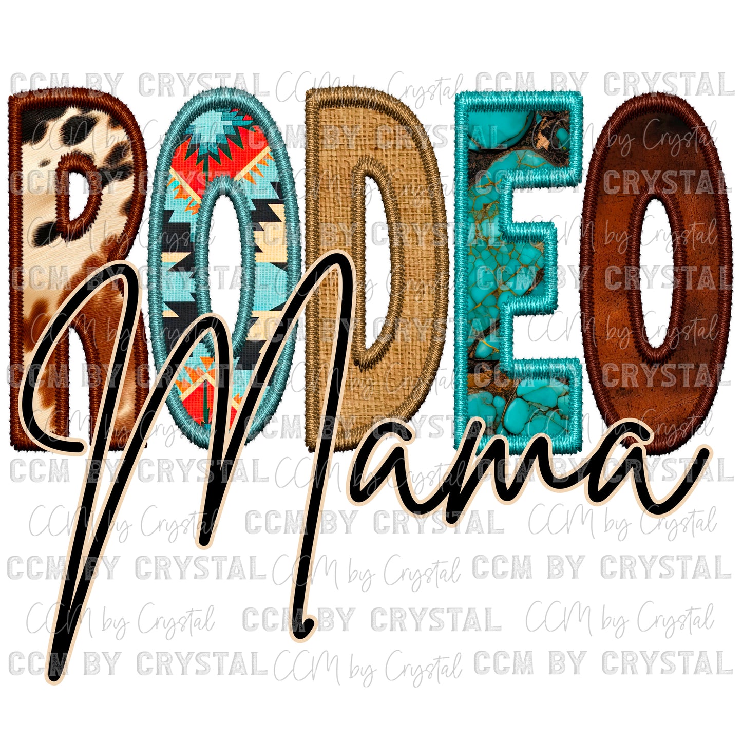 Rodeo Mama and Rodeo Mini Faux Embroidery PNG Digital File ONLY