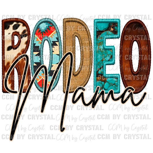 Rodeo Mama and Rodeo Mini Faux Embroidery PNG Digital File ONLY
