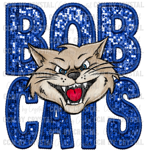 Bobcats Faux Sequins Faux Embroidery PNG Digital File ONLY