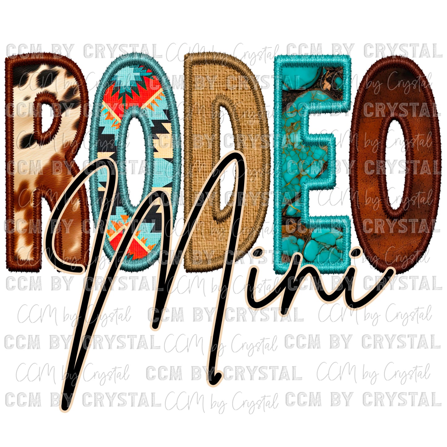 Rodeo Mama and Rodeo Mini Faux Embroidery PNG Digital File ONLY