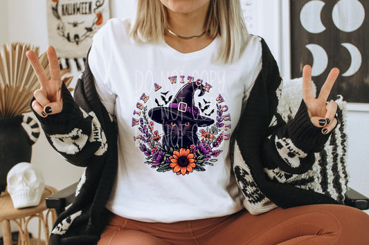 I Wish A Witch Would Black Cat Halloween Ready to Press Transfer DTF Transfer Sublimation Transfer