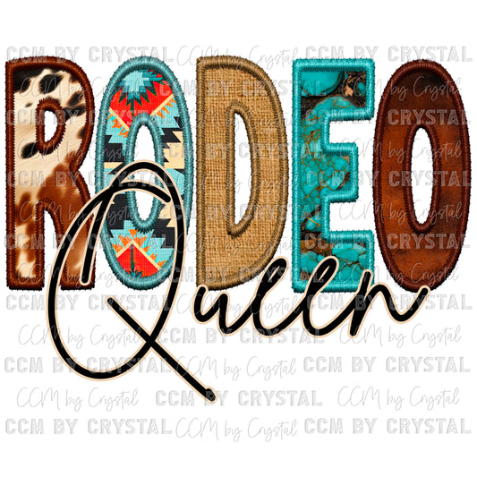 Rodeo Queen and Rodeo Princess Faux Embroidery PNG Digital File ONLY