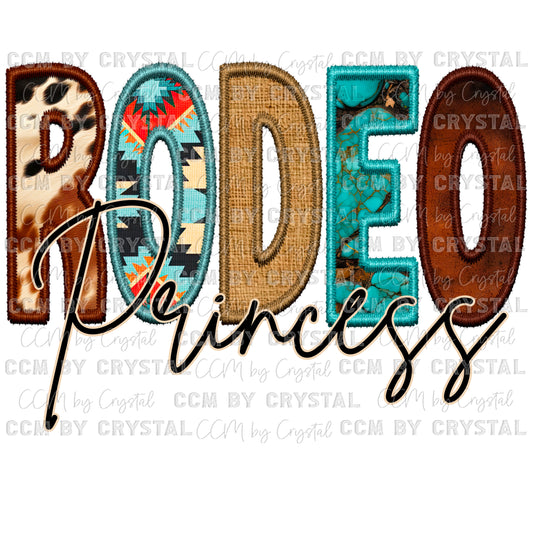 Rodeo Princess Faux Embroidery PNG Digital File ONLY