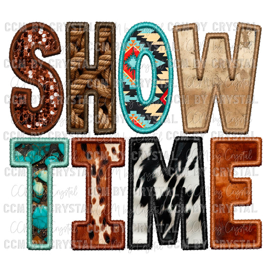 Show Time Stock Show Rodeo Western Faux Embroidery PNG Digital File ONLY