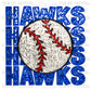 Hawks Baseball Faux Sequins Faux Embroidery PNG Digital File ONLY
