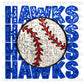 Hawks Baseball Faux Embroidery Faux Sequins Ready to Press Transfer DTF Transfer Sublimation Transfer