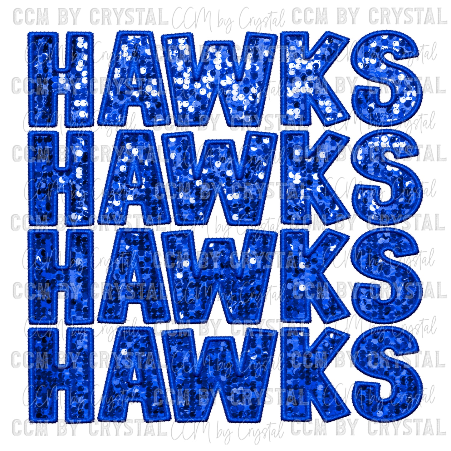 Hawks Faux Sequins Faux Embroidery PNG Digital File ONLY