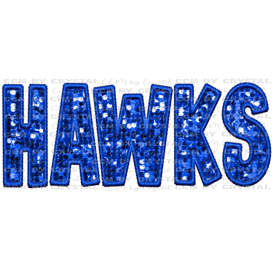 Hawks Faux Sequins Faux Embroidery PNG Digital File ONLY