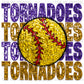 Tornadoes Softball Faux Embroidery Faux Sequins Ready to Press Transfer DTF Transfer Sublimation Transfer