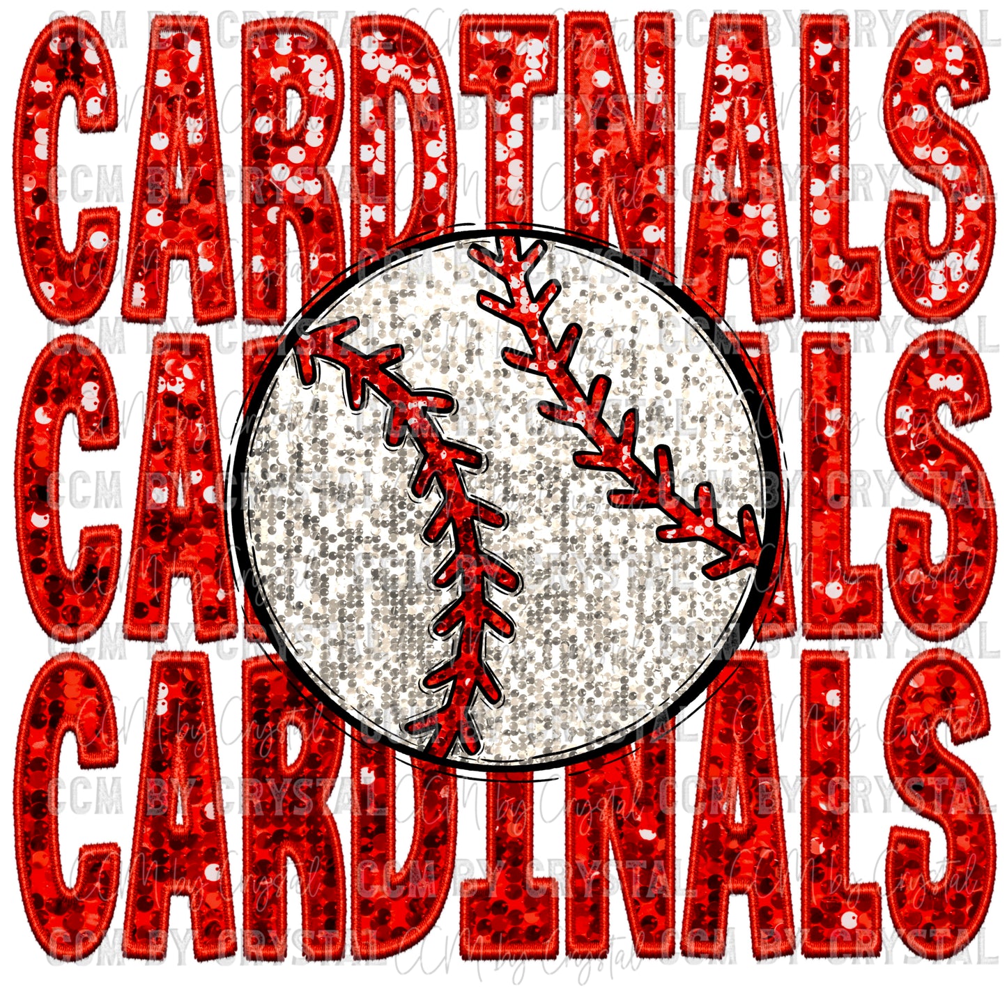 Cardinals Baseball Faux Embroidery Faux Sequins Ready to Press Transfer DTF Transfer Sublimation Transfer