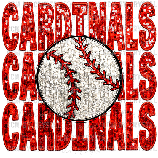 Cardinals Baseball Faux Embroidery Faux Sequins Ready to Press Transfer DTF Transfer Sublimation Transfer