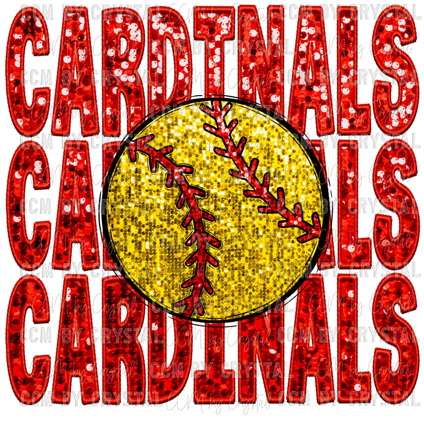 Cardinals Softball Faux Embroidery Faux Sequins Ready to Press Transfer DTF Transfer Sublimation Transfer
