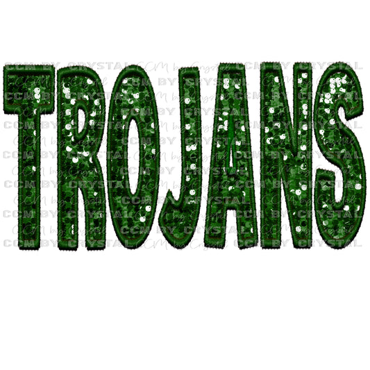 Trojans Faux Sequins Faux Embroidery PNG Digital File ONLY