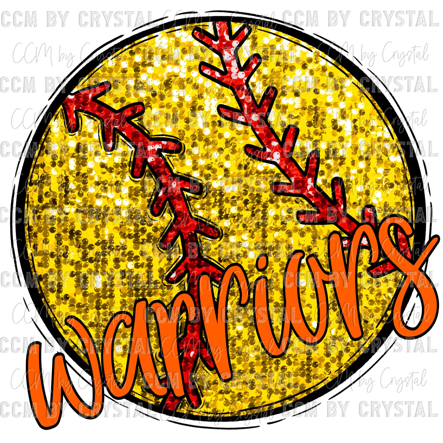 Warriors Softball Faux Sequins Faux Embroidery PNG Digital File ONLY