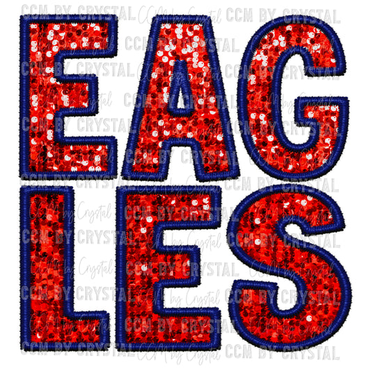 Eagles Faux Embroidery Faux Sequins PNG Digital File ONLY