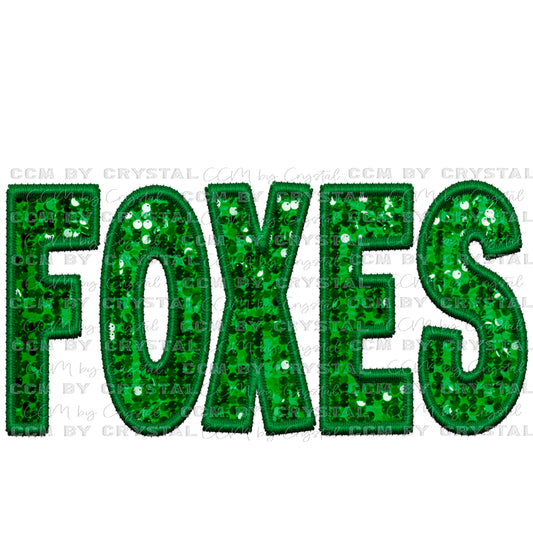 Foxes Faux Embroidery Faux Sequins PNG Digital File ONLY