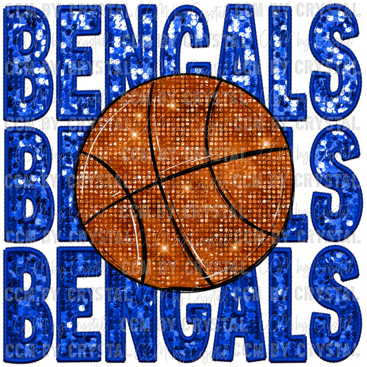Bengals Basketball Faux Embroidery Faux Sequins PNG Digital File ONLY