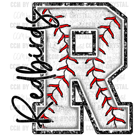 R Redbirds Baseball Ready to Press Transfer DTF Transfer Sublimation Transfer