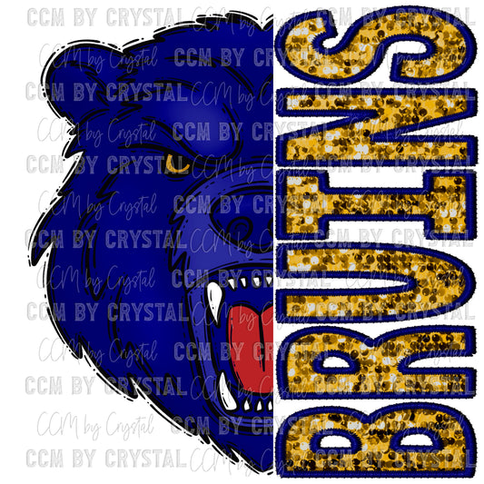 Bruins Faux Sequins Faux Embroidery Mascot Ready to Press Transfer