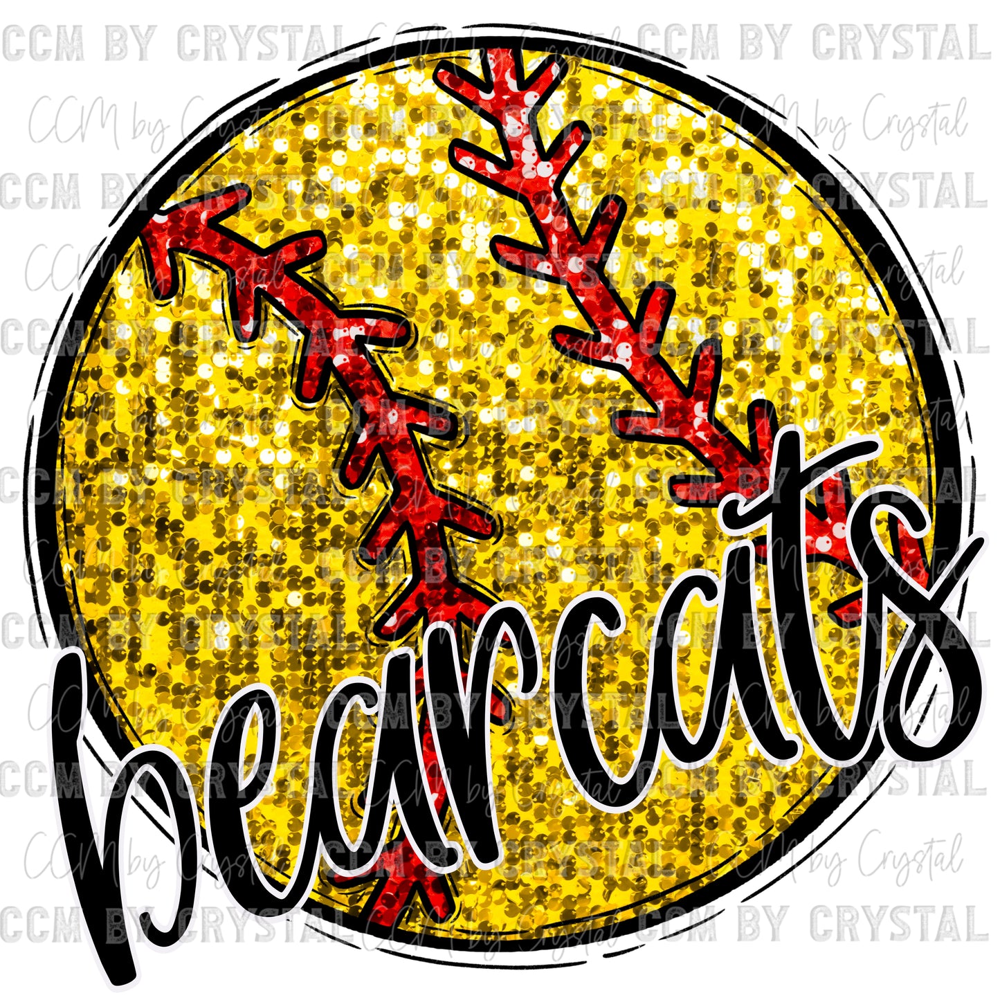 Bearcats Softball Faux Sequins PNG Digital File ONLY
