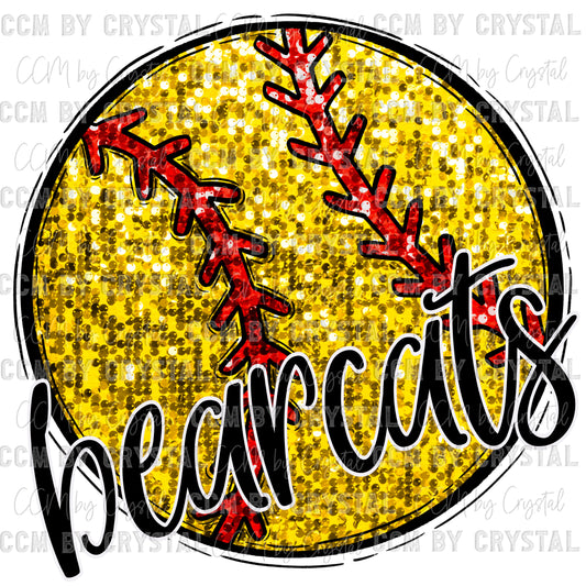 Bearcats Softball Faux Sequins PNG Digital File ONLY