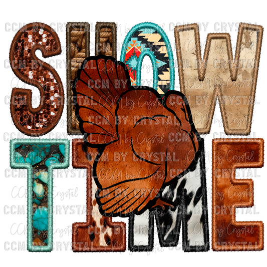 Stock Showtime Turkey Faux Embroidery Faux Sequins PNG Digital File ONLY