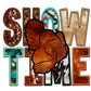 Stock Show Time Turkey Faux Sequins Faux Embroidery Mascot Ready to Press Transfer