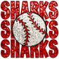 Sharks Baseball Faux Sequins Faux Embroidery Mascot Ready to Press Transfer