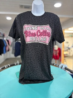 Blue Collar Dollar Black Leopard T Shirt