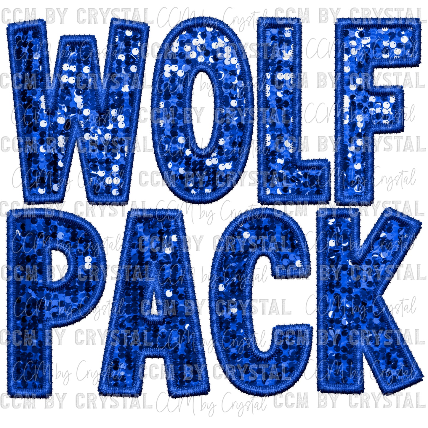 Wolf Pack Faux Sequins Faux Embroidery Mascot Ready to Press Transfer