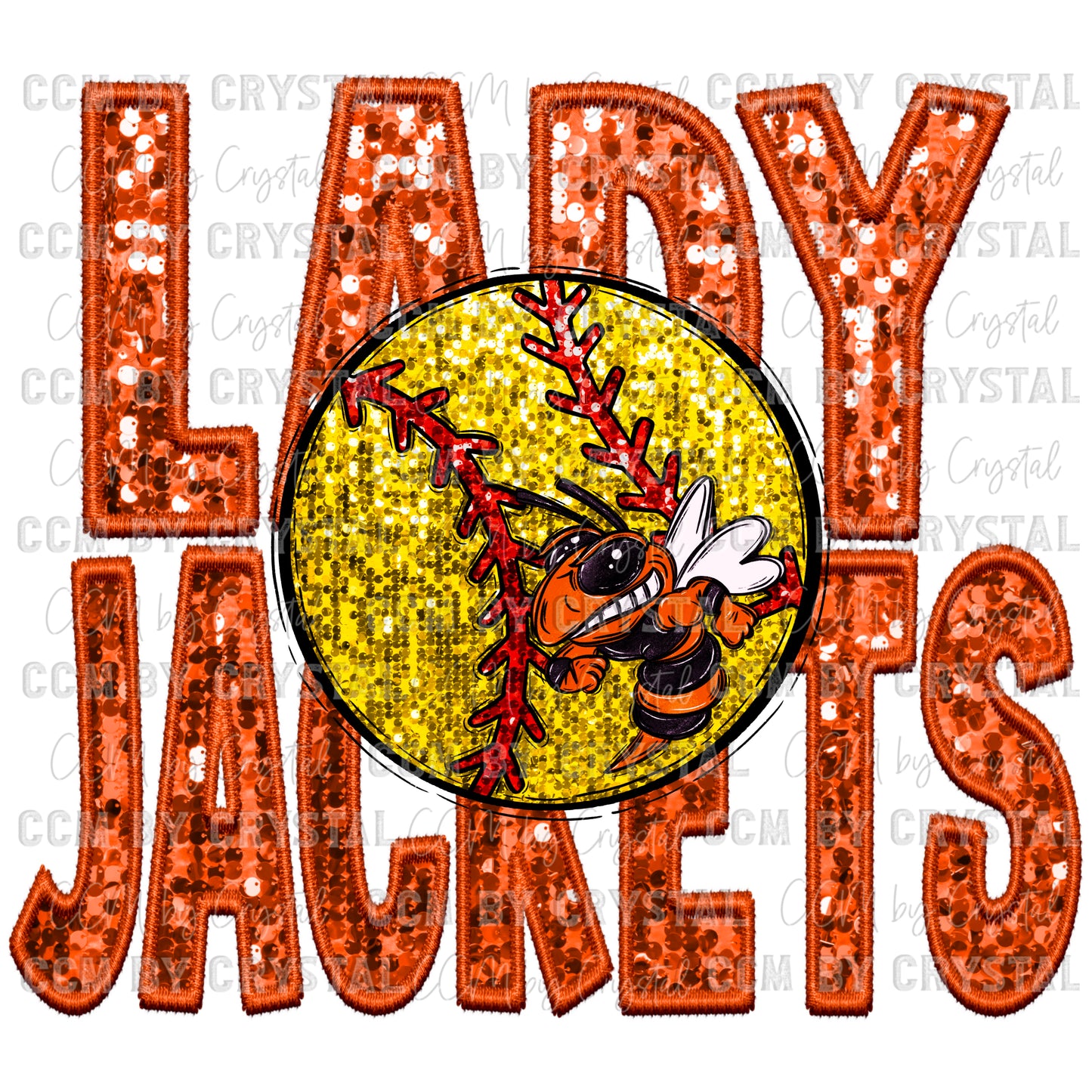 Lady Jackets Faux Sequins Faux Embroidery Mascot Ready to Press Transfer
