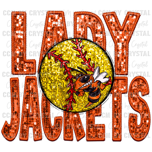 Lady Jackets Faux Sequins Faux Embroidery Mascot Ready to Press Transfer