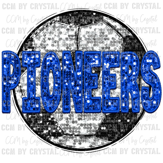 Pioneers Soccer Faux Embroidery Faux Sequins PNG Digital File ONLY