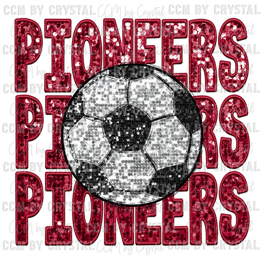 Pioneers Soccer Faux Embroidery Faux Sequins PNG Digital File ONLY
