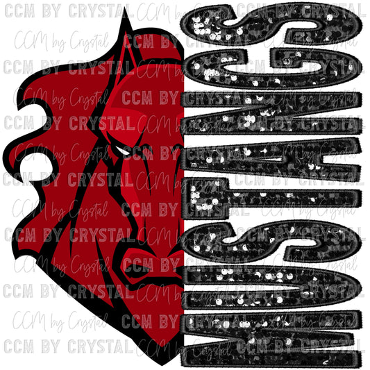 Mustangs Faux Embroidery Faux Sequins PNG Digital File ONLY