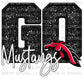 Go Mustangs Faux Sequins Faux Embroidery Mascot Ready to Press Transfer