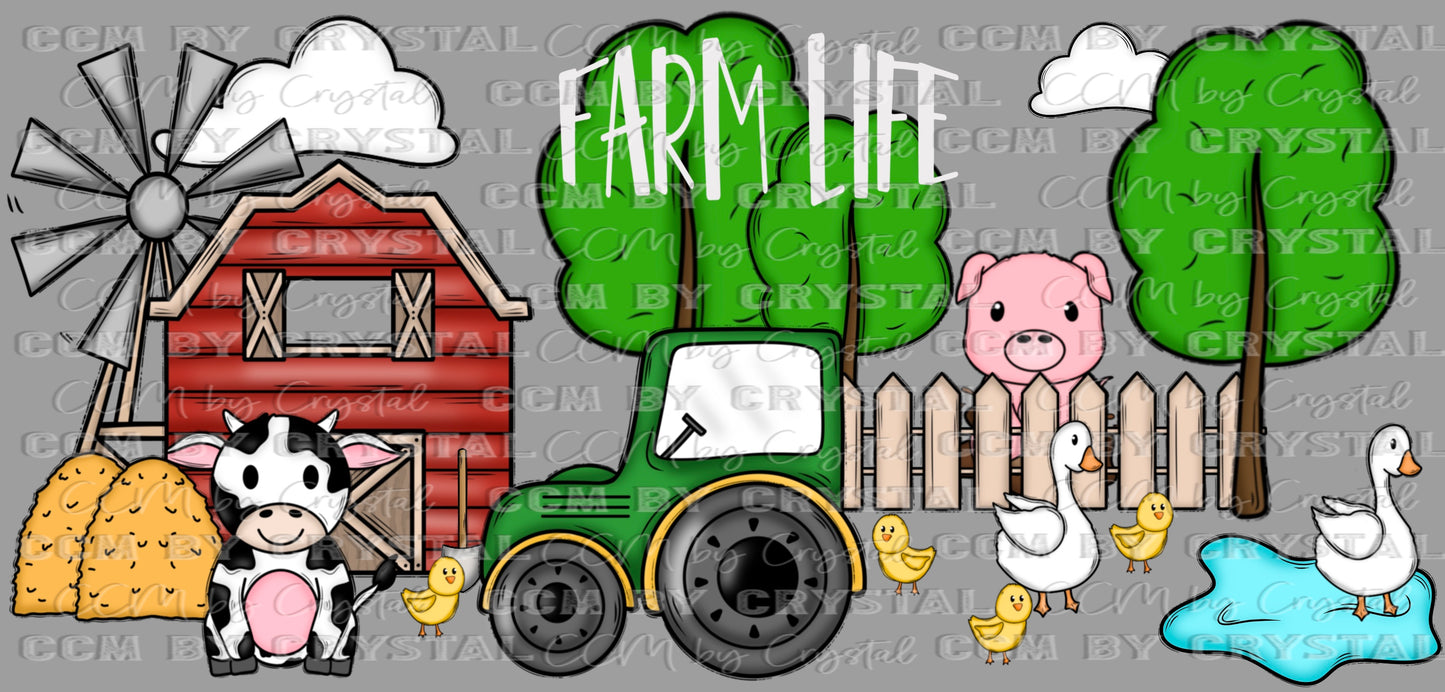 Farm Life Glass Can Wrap PNG Digital Download