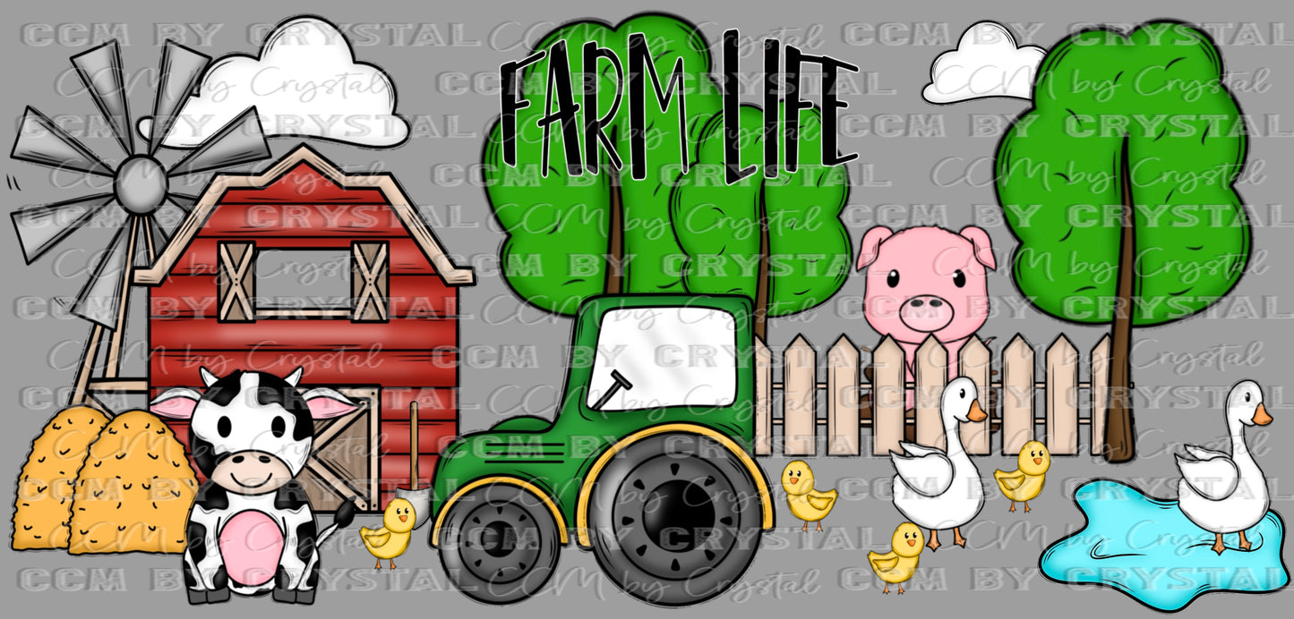 Farm Life Glass Can Wrap PNG Digital Download