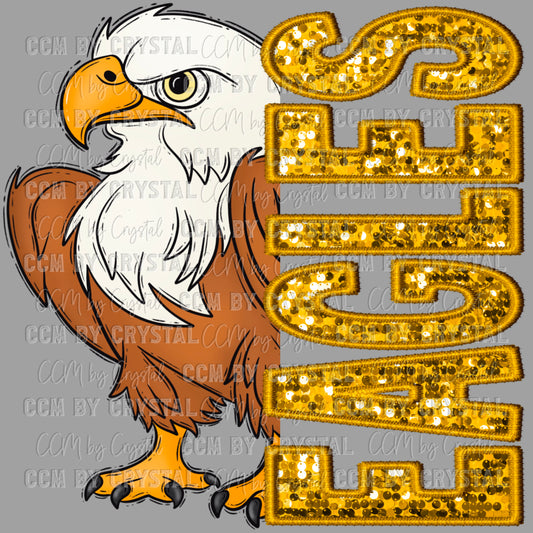 Eagles Faux Sequins Faux Embroidery Ready to Press Transfer DTF Transfer Sublimation Transfer
