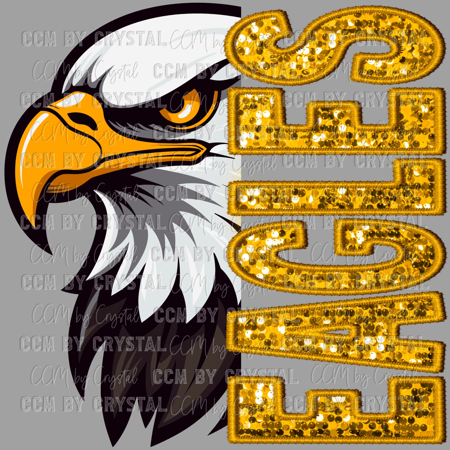 Eagles Faux Sequins Faux Embroidery Mascot PNG Digital File ONLY