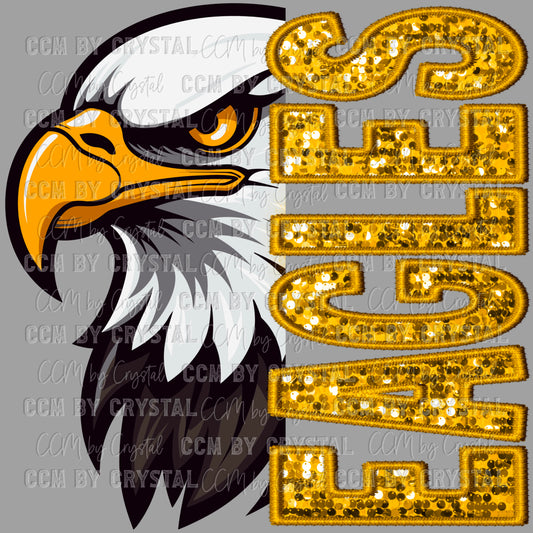 Eagles Faux Sequins Faux Embroidery Mascot PNG Digital File ONLY