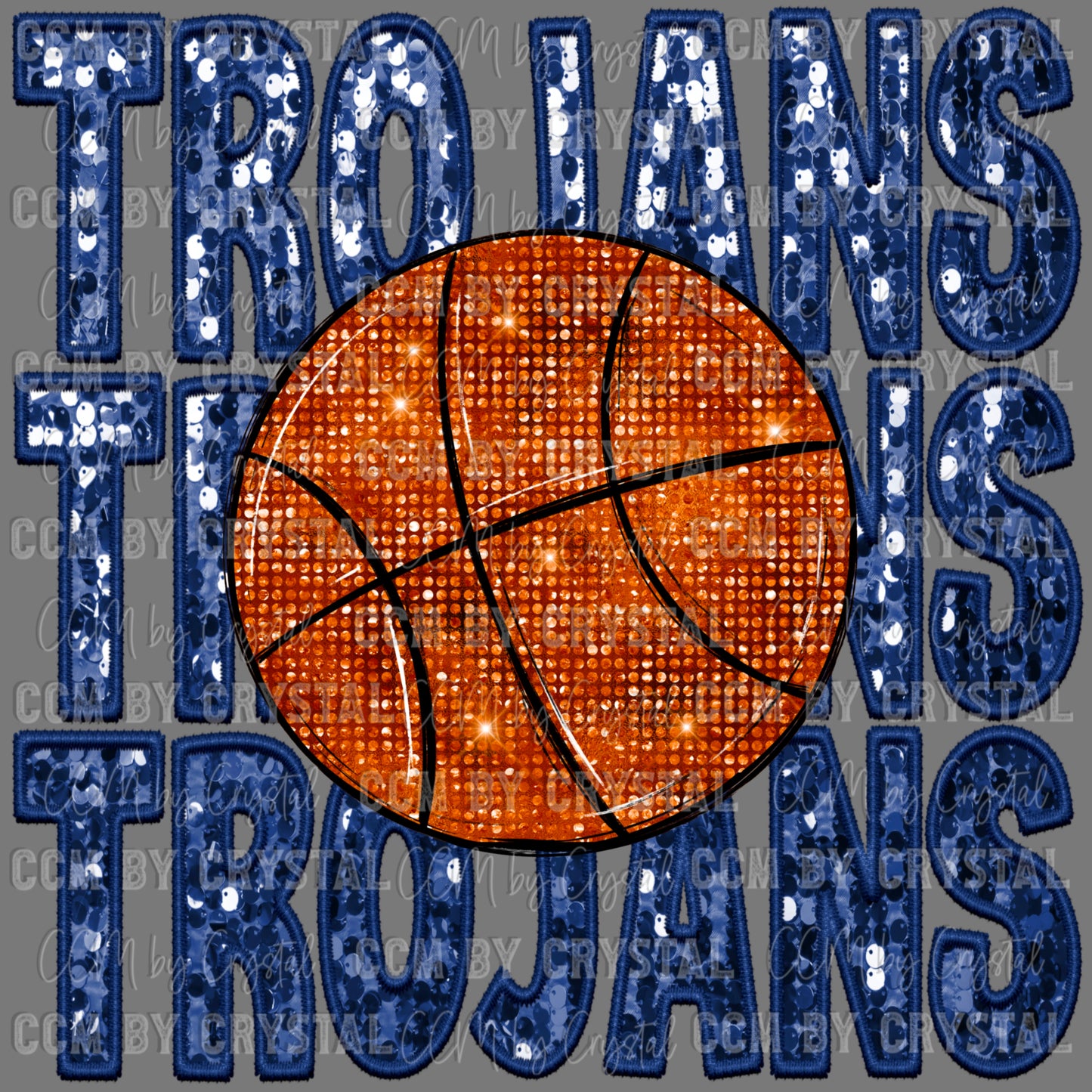 Trojans Basketball Faux Sequins Faux Embroidery Mascot PNG Digital File ONLY