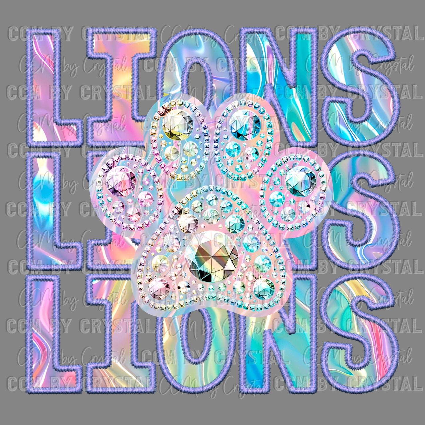 Lions iridescent  Holo Mascot Ready to Press Transfer DTF Transfer Sublimation Transfer