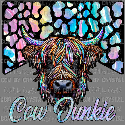Cow Junkie Highland Cow Faux Rhinestones PNG Digital File ONLY