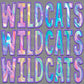 Wildcats iridescent  Holo Mascot Ready to Press Transfer DTF Transfer Sublimation Transfer