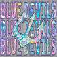 Blue Devils Iridescent Holo Mascot Ready to Press Transfer DTF Transfer Sublimation Transfer