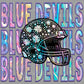 Blue Devils Iridescent Holo Football Helmet Mascot Ready to Press Transfer DTF Transfer Sublimation Transfer